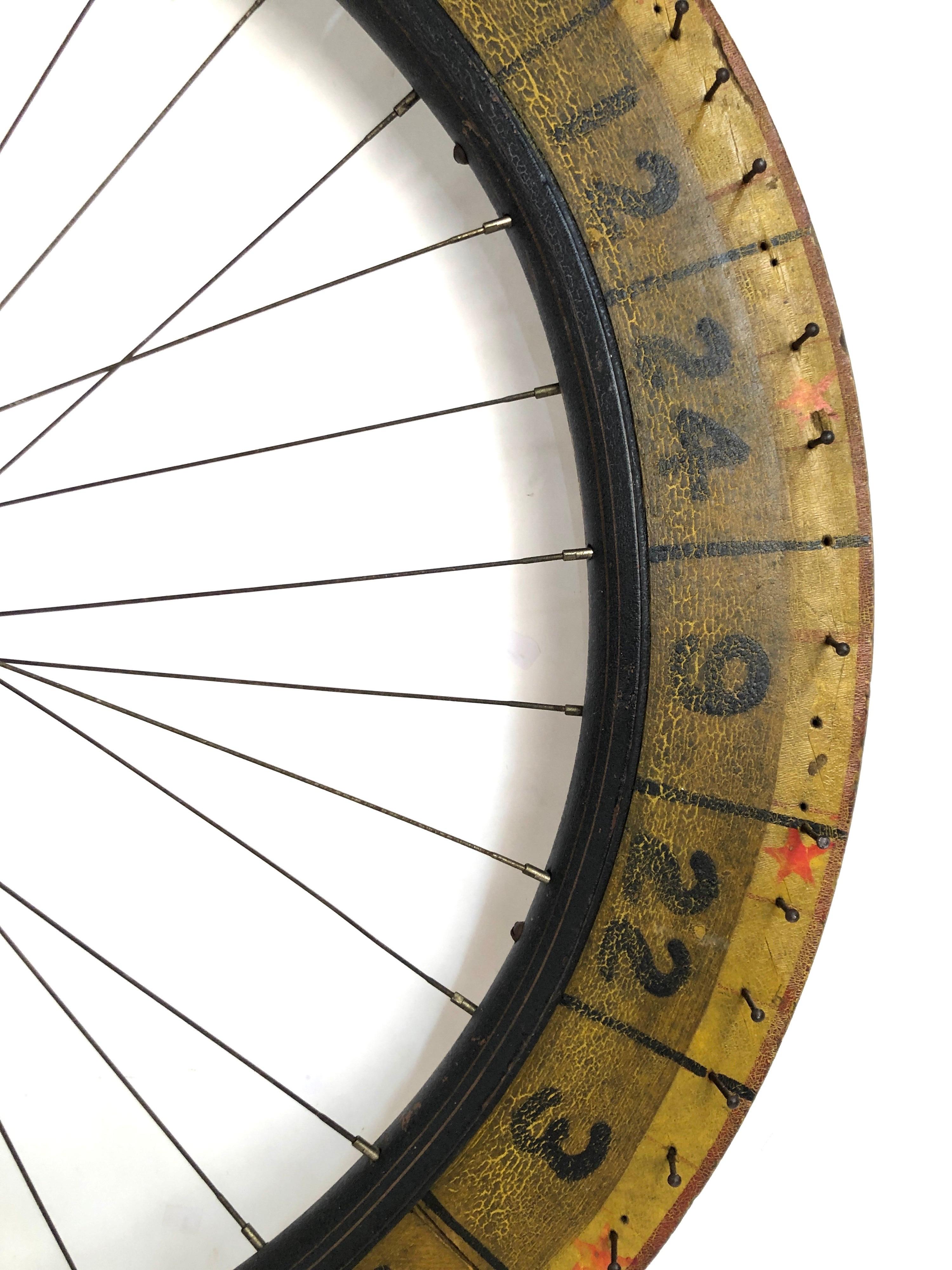Mid-20th Century Antique Two Sided Bicycle Style Colorful Carnival Gaming Wheel