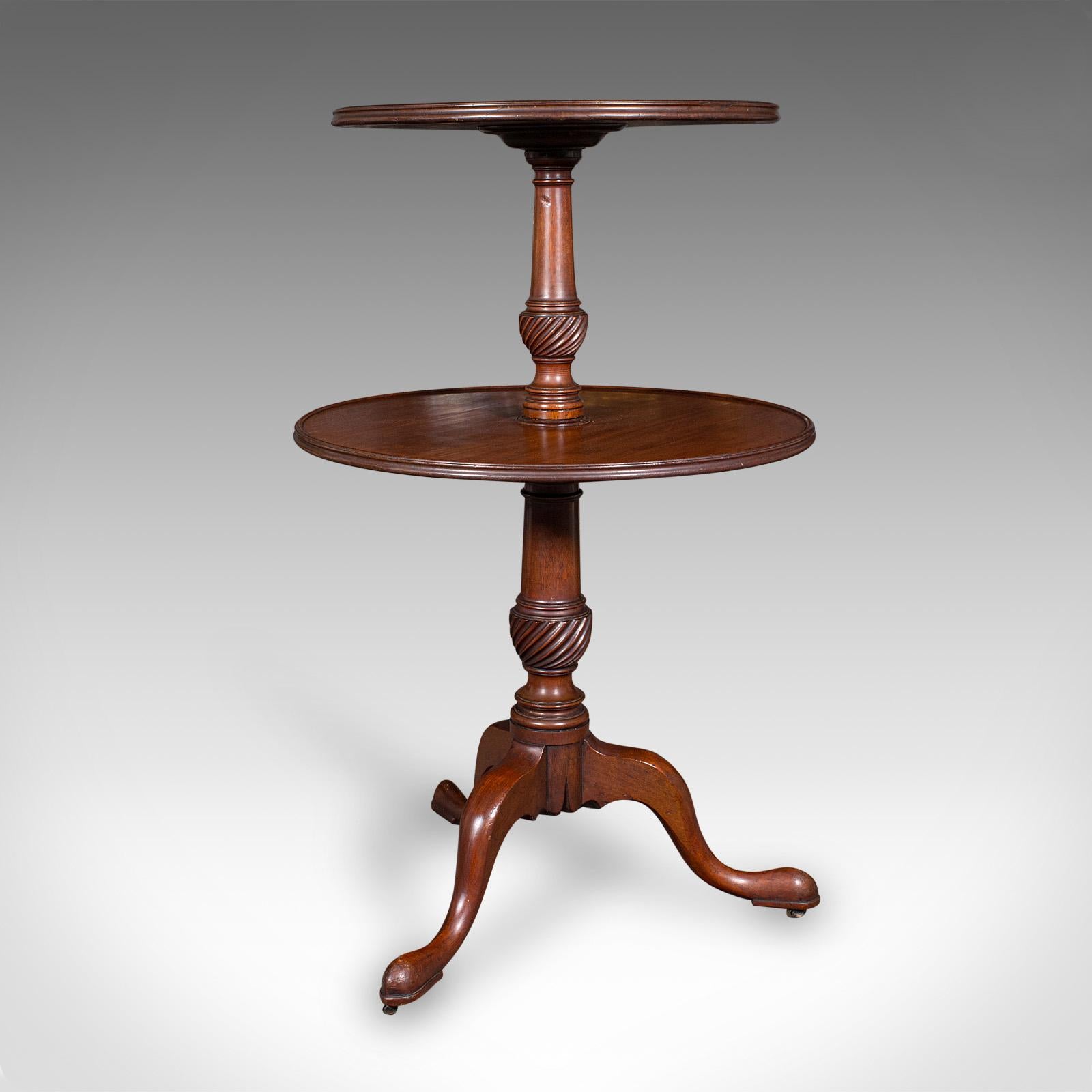 Late 18th Century Antique Two Tier Dumb Waiter, English, Afternoon Tea, Jardiniere Stand, Georgian For Sale