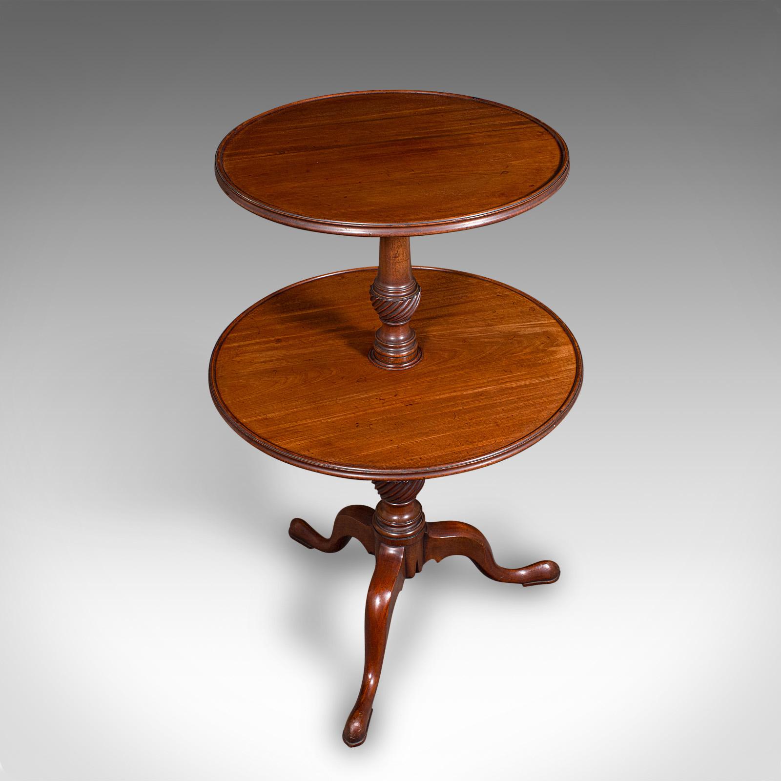 Mahogany Antique Two Tier Dumb Waiter, English, Afternoon Tea, Jardiniere Stand, Georgian For Sale