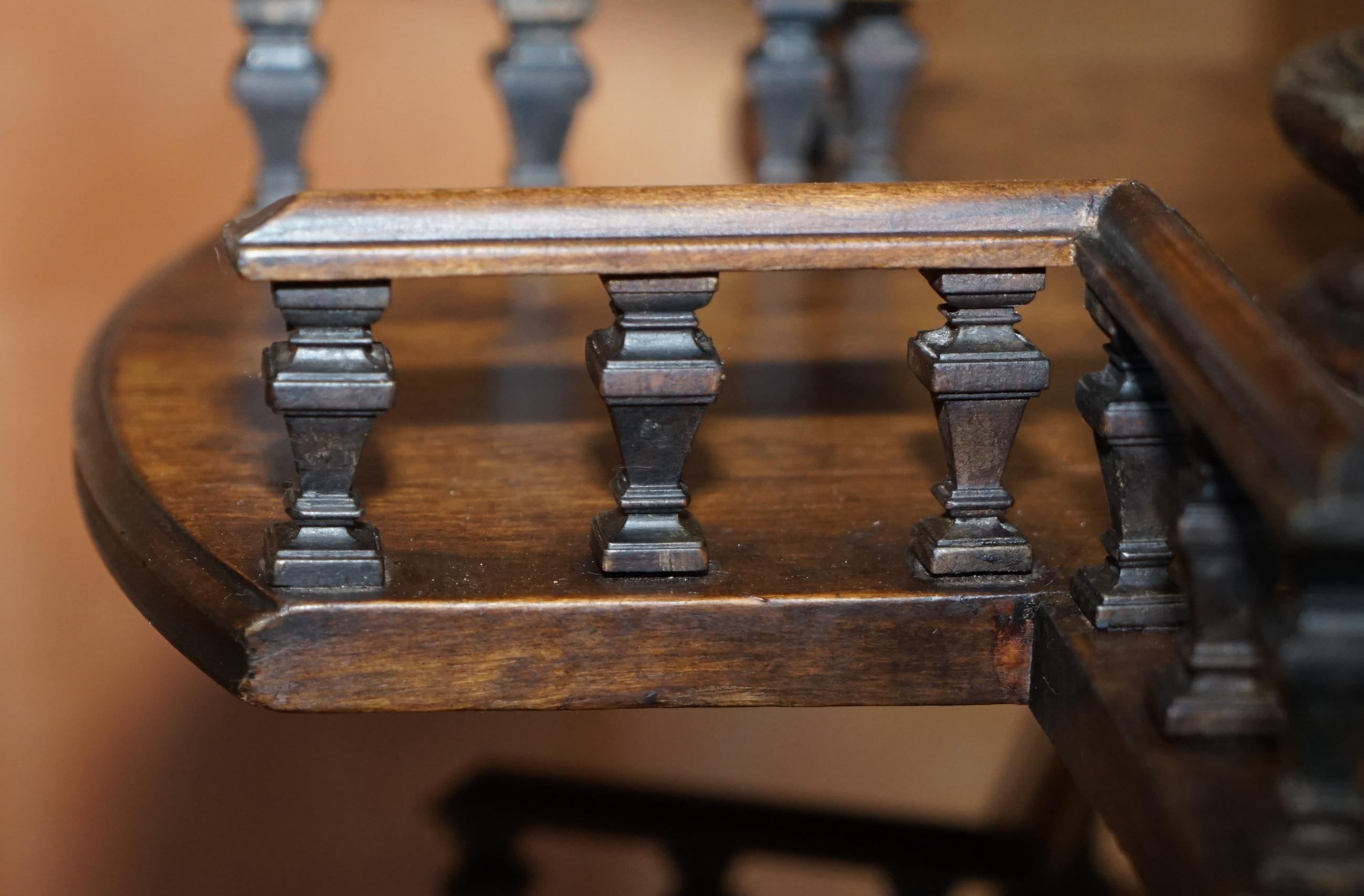 Antique Two Tier Hand Carved Victorian Pokerwork Oak Library Book Table Bookcase For Sale 8