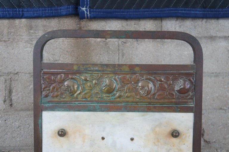 Antique Two Tier Marble & Iron Medical Cabinet Industrial Wash Stand Table In Good Condition For Sale In Dayton, OH