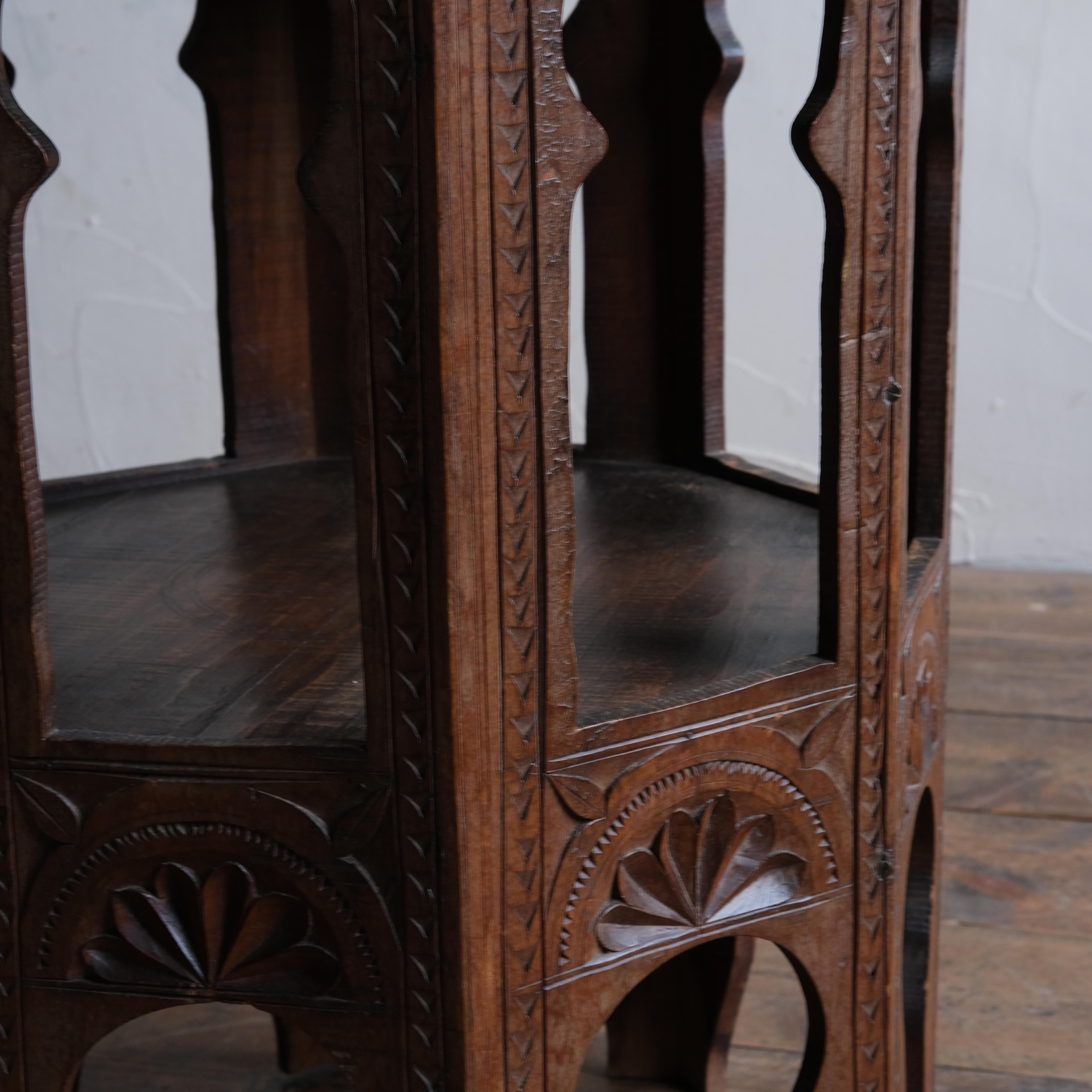 Wood Antique Two Tier Moorish Side Table