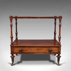Antique Two Tier Side Table, Mahogany Whatnot, Regency Canterbury, Display Stand