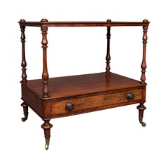 Antique Two Tier Side Table, Mahogany Whatnot, Regency Canterbury, Display Stand