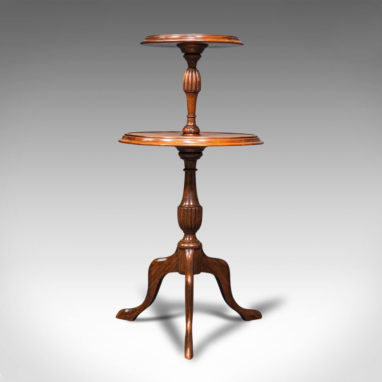 British Antique Two Tier Table, English, Mahogany, Afternoon Tea, Cake Stand, Edwardian