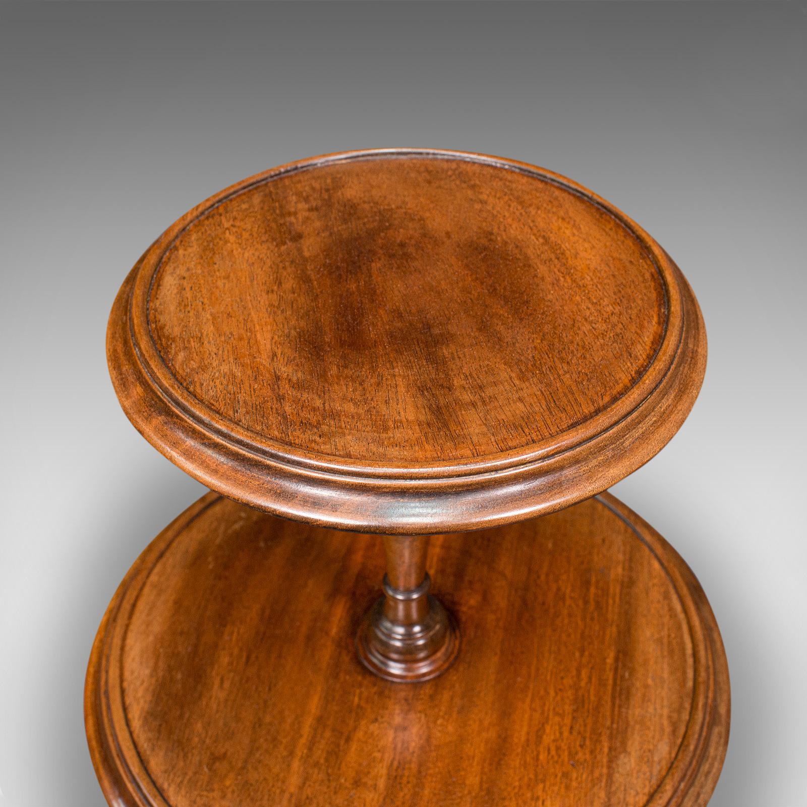 20th Century Antique Two Tier Table, English, Mahogany, Afternoon Tea, Cake Stand, Edwardian