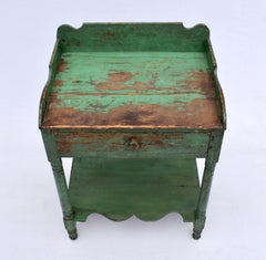 Antique Two Tier Wash Stand in Original Green Paint