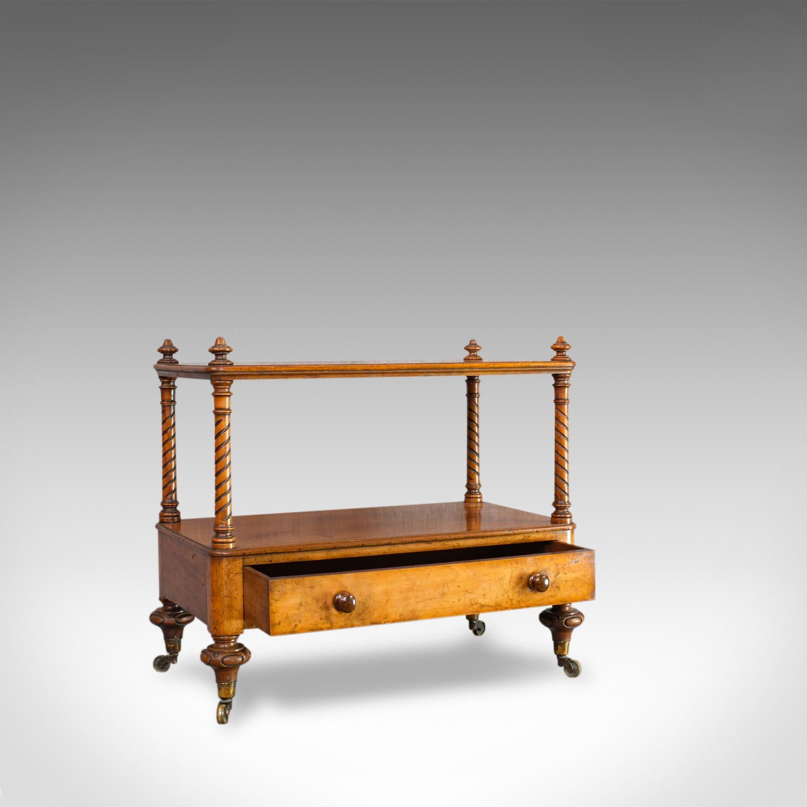 This is an antique two-tier whatnot. An English, walnut Canterbury or display stand and dating to the Victorian period of the mid-19th century, circa 1870.

Beautifully crafted with an abundance of appeal
Displays a desirable aged patina
Select