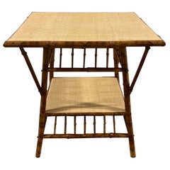 Antique Two Tiered Bamboo Table