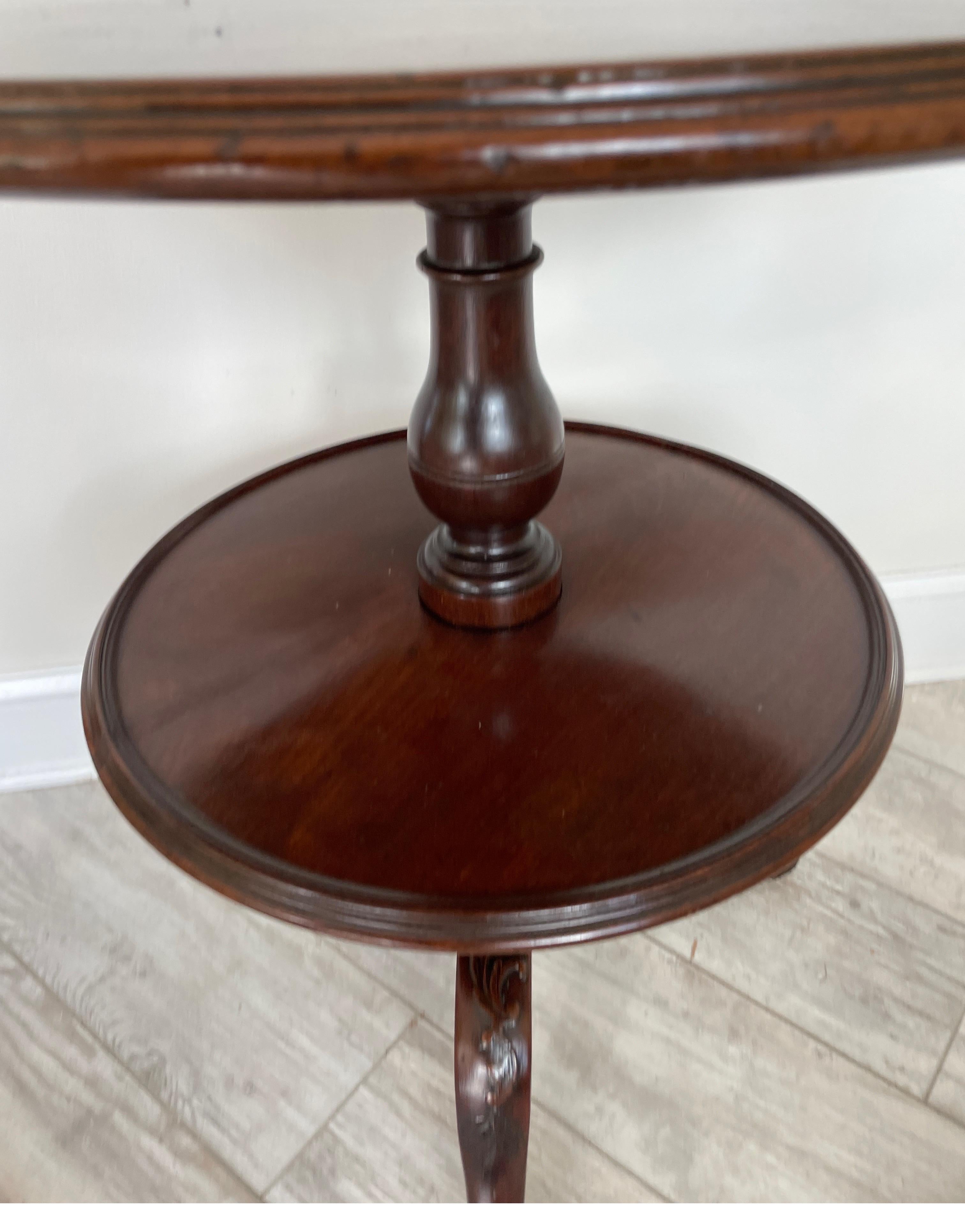 Antique Two-Tiered Lazy Susan Table In Good Condition For Sale In West Palm Beach, FL