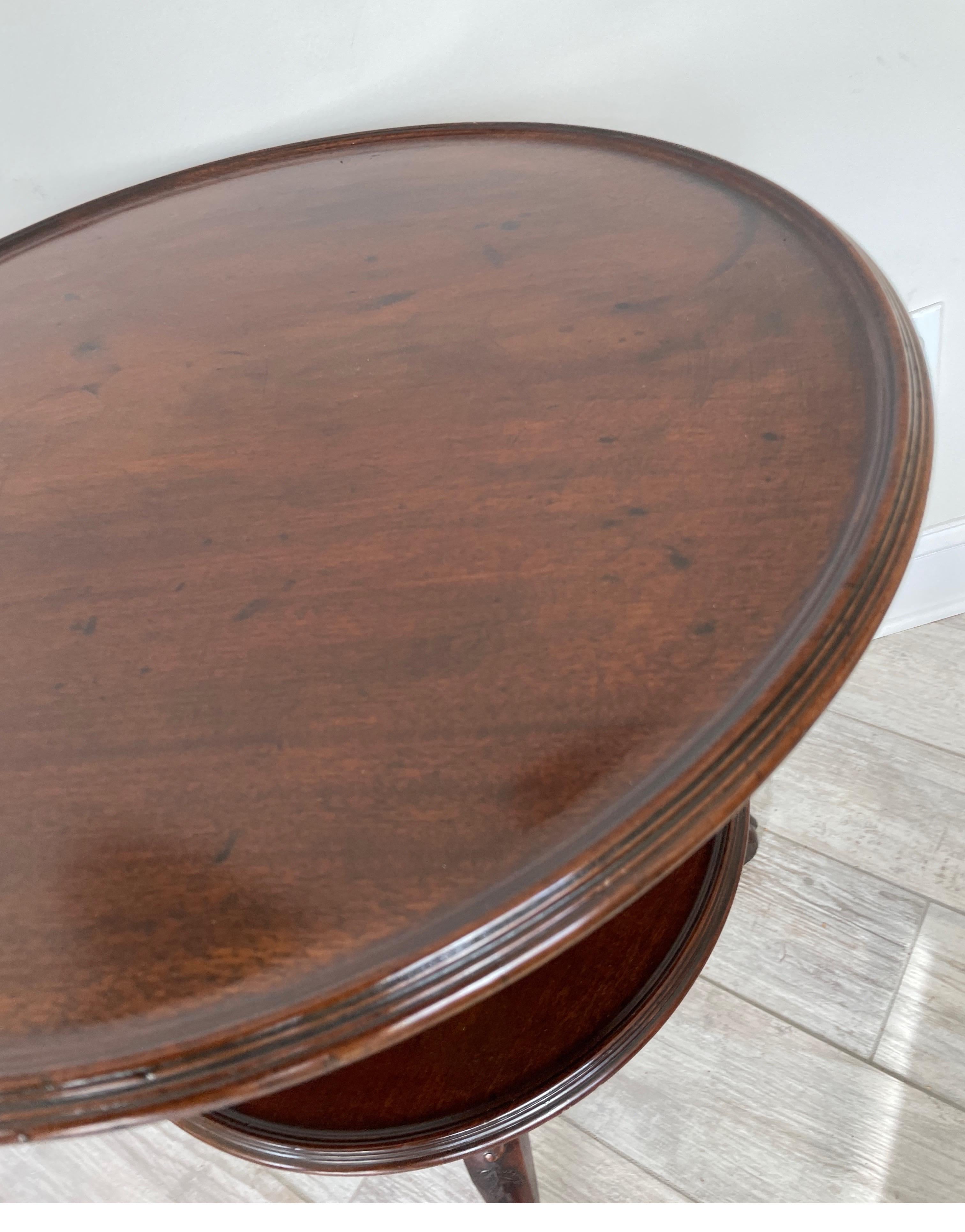 Mahogany Antique Two-Tiered Lazy Susan Table For Sale