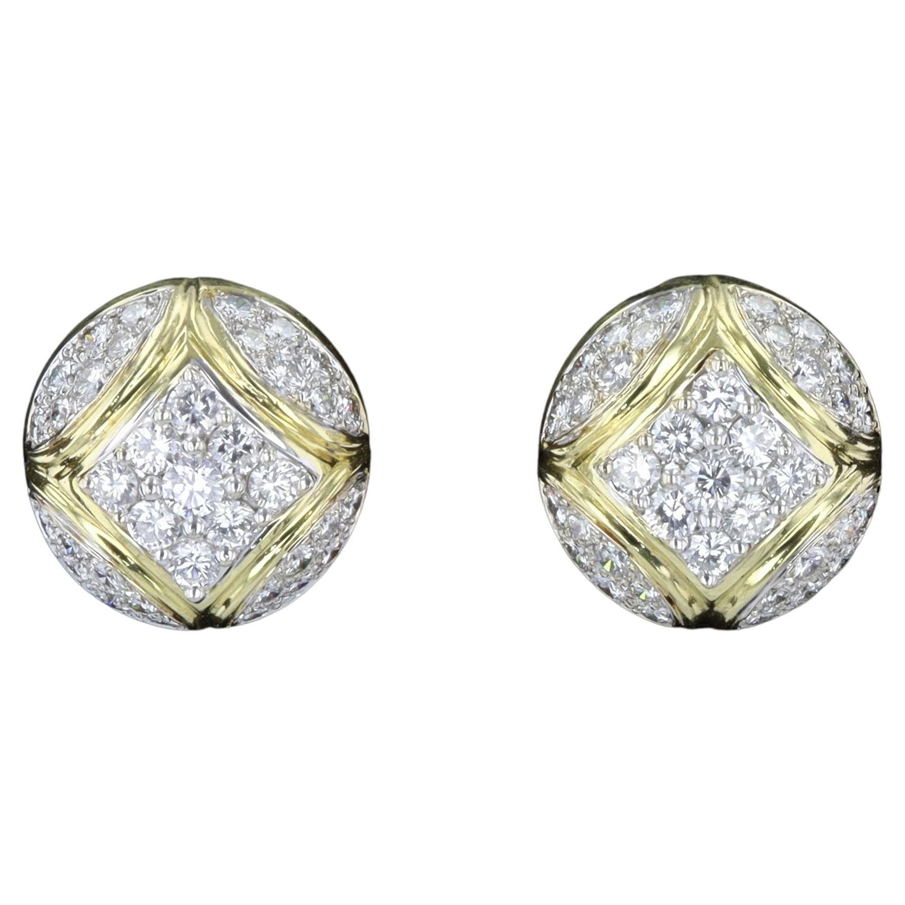 Antique Two-tone Diamond Stud Earrings For Sale
