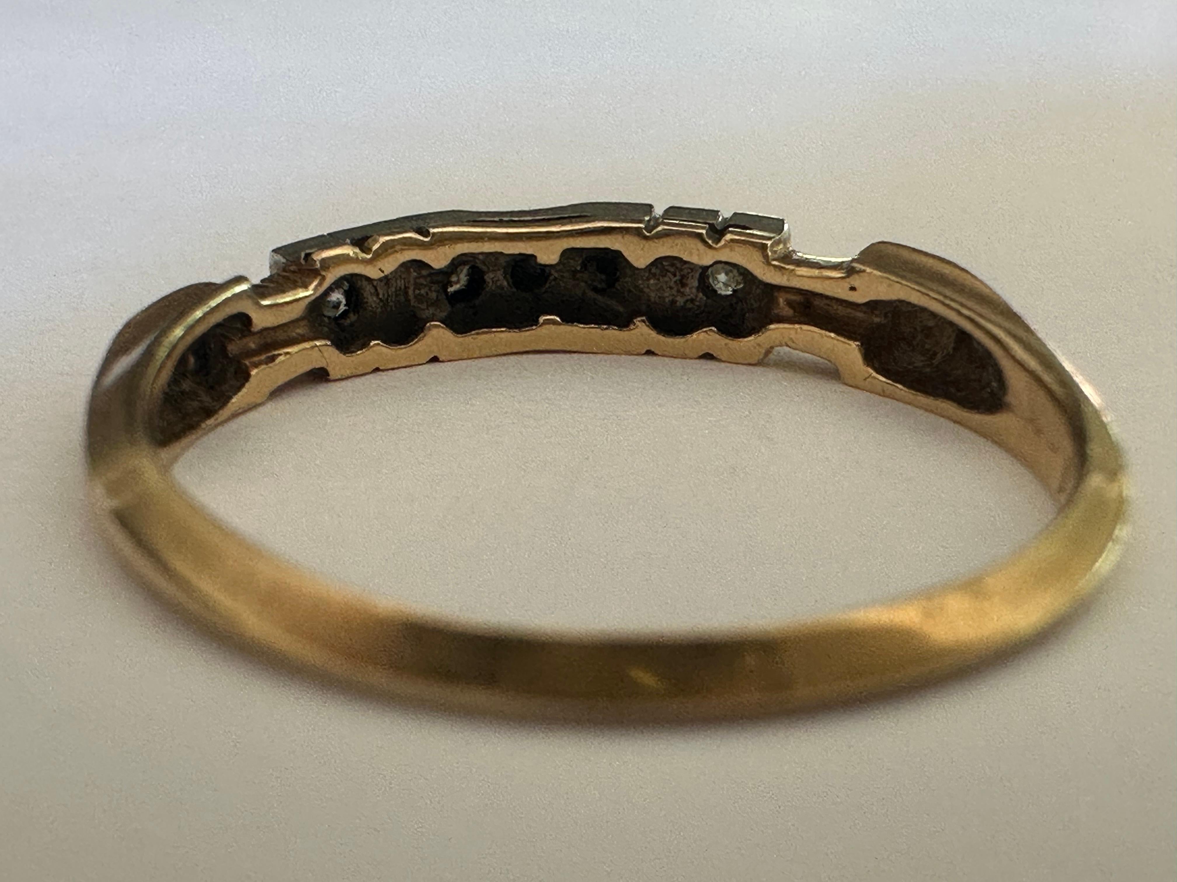 Antique Two-Tone Five-Stone Diamond and 14K Yellow Gold and Platinum Band In Good Condition For Sale In Denver, CO