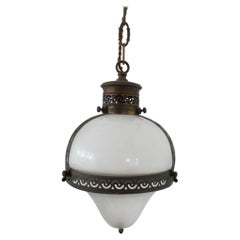 Antique Two-Tone French Opaline Pendant Light