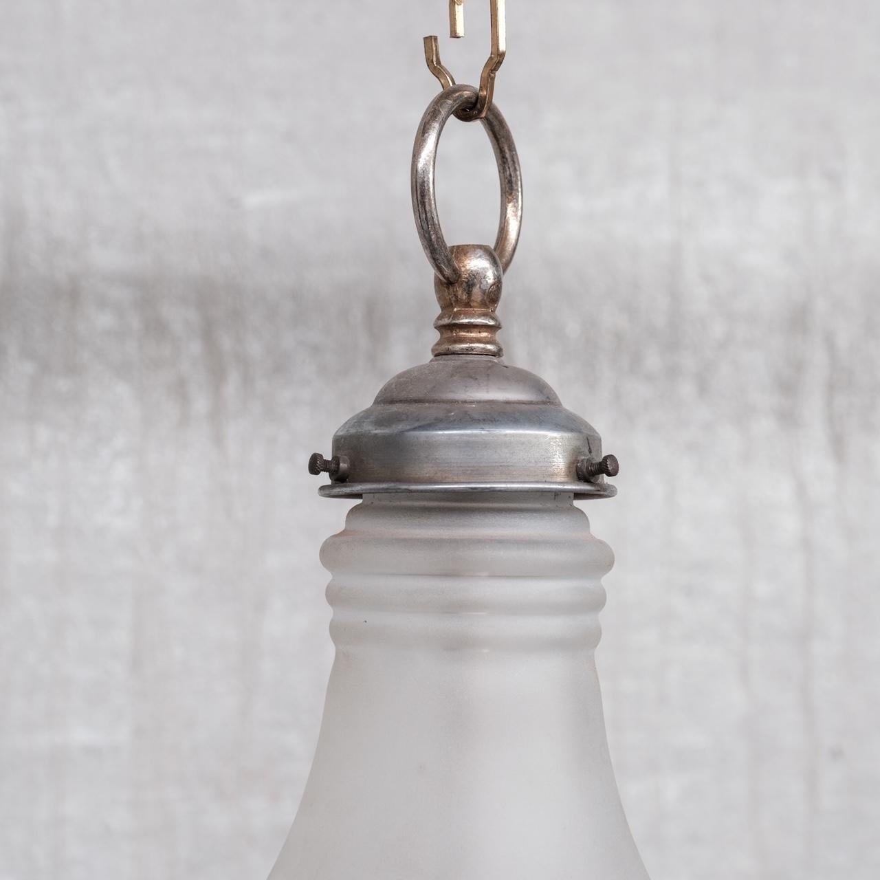 Antique Two Tone French Pendant Light In Good Condition For Sale In London, GB