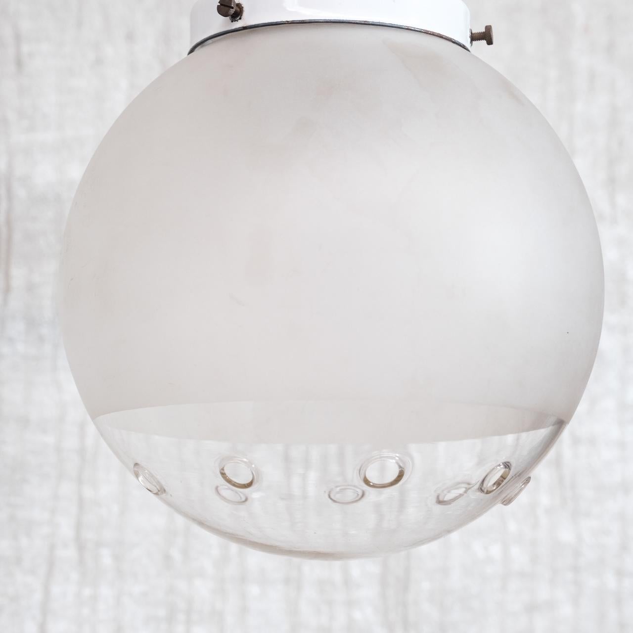 Early 20th Century Antique Two Tone Glass Pendant Light For Sale