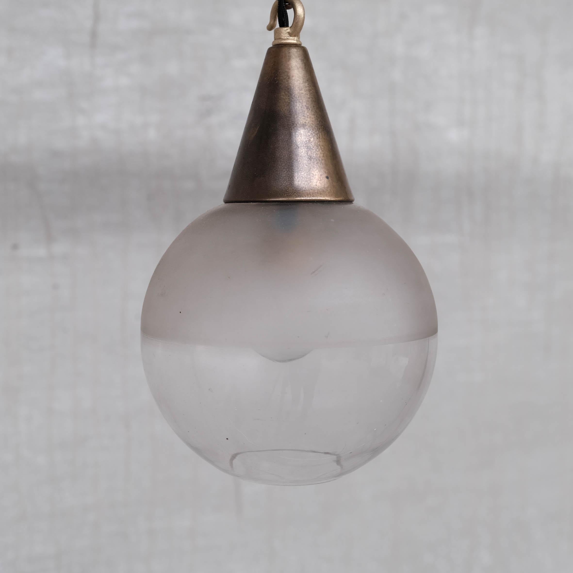Early 20th Century Antique Two Tone Petite Pendant Light For Sale