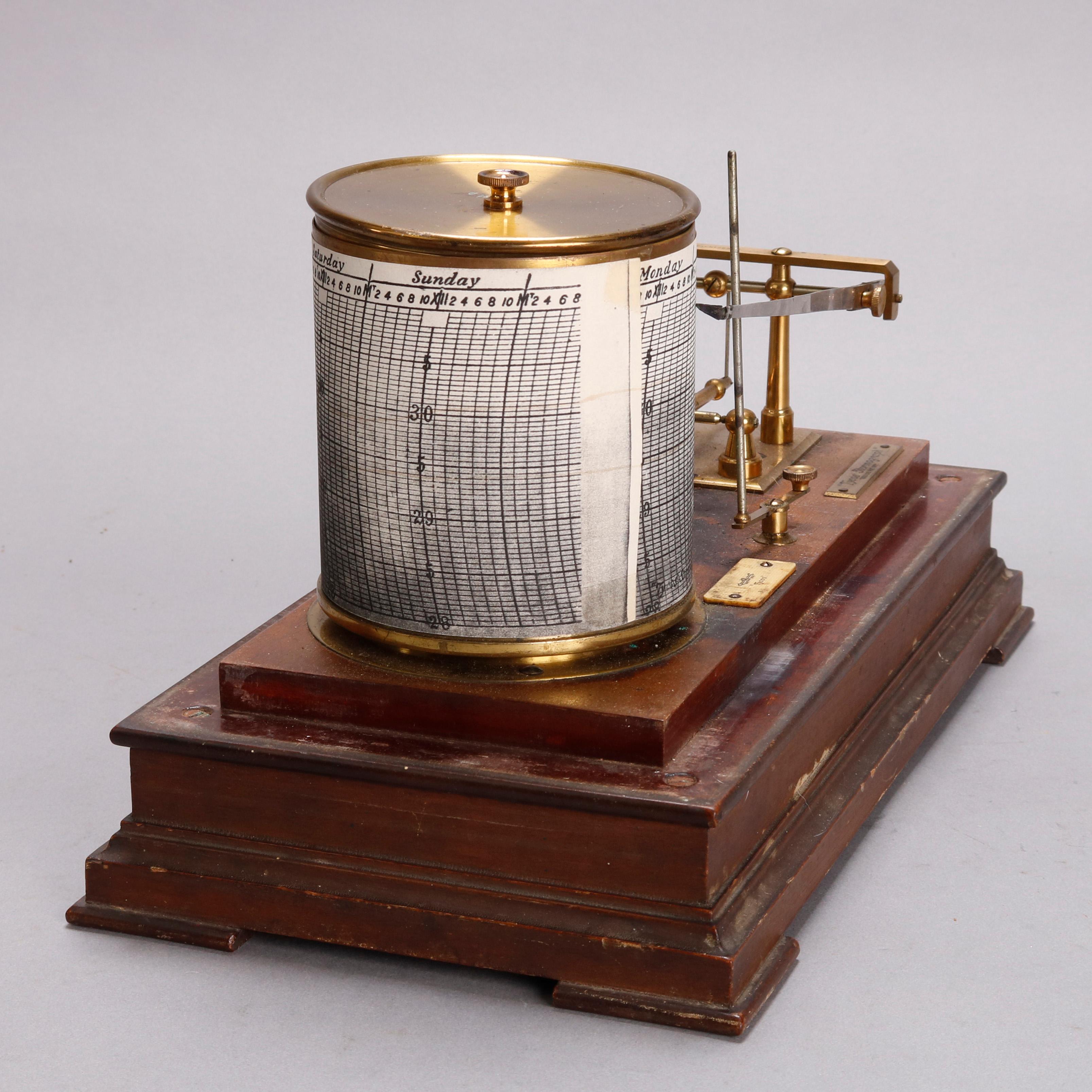 American Antique Tycos Stormograph Barograph Barometer in Case, circa 1890