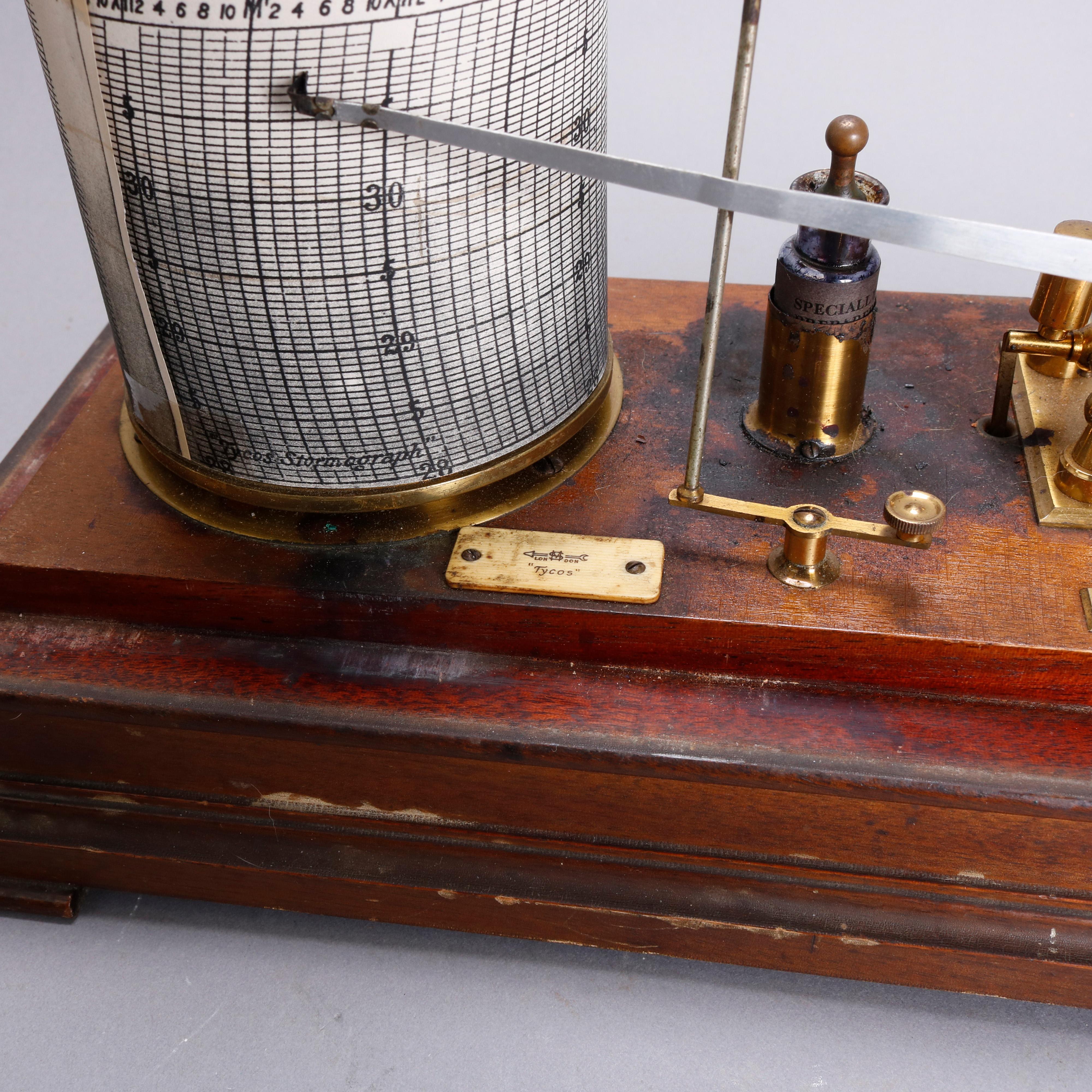 19th Century Antique Tycos Stormograph Barograph Barometer in Case, circa 1890