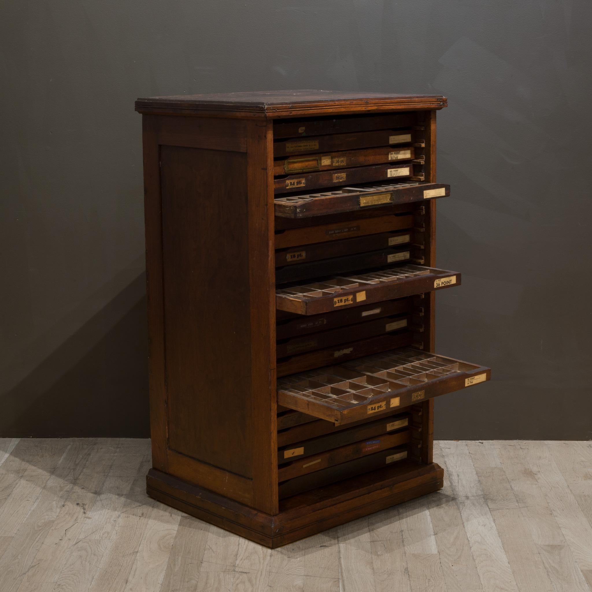 Wood Antique Typesetter's Cabinet, c.1900-1920