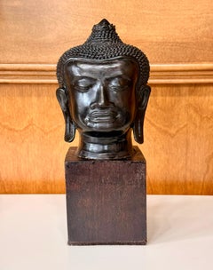 Antique U Thong Bronze Buddha Head Thailand