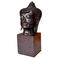Antique U Thong Bronze Buddha Head Thailand
