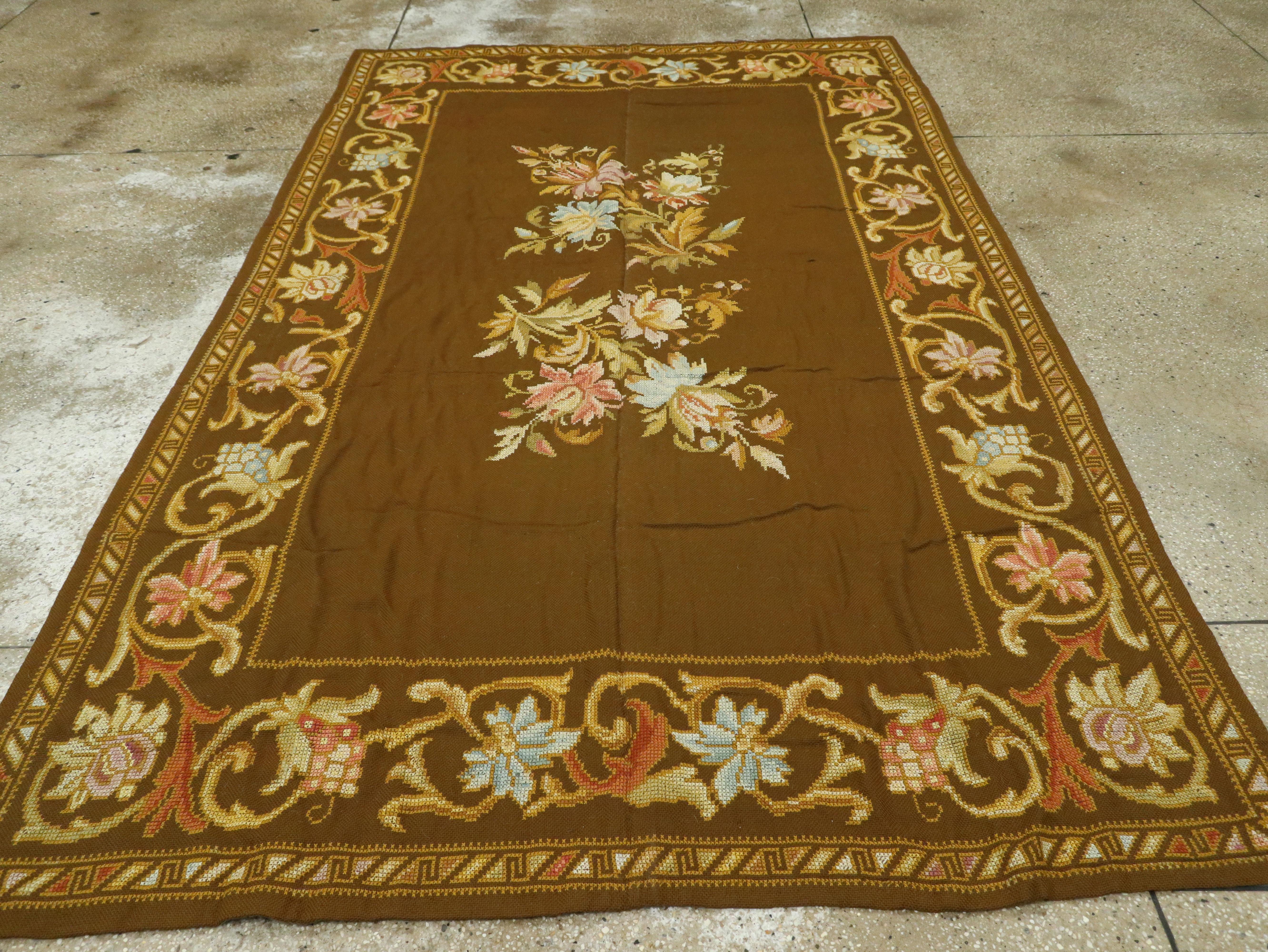Arts and Crafts Antique Ukrainian Needlepoint Rug For Sale
