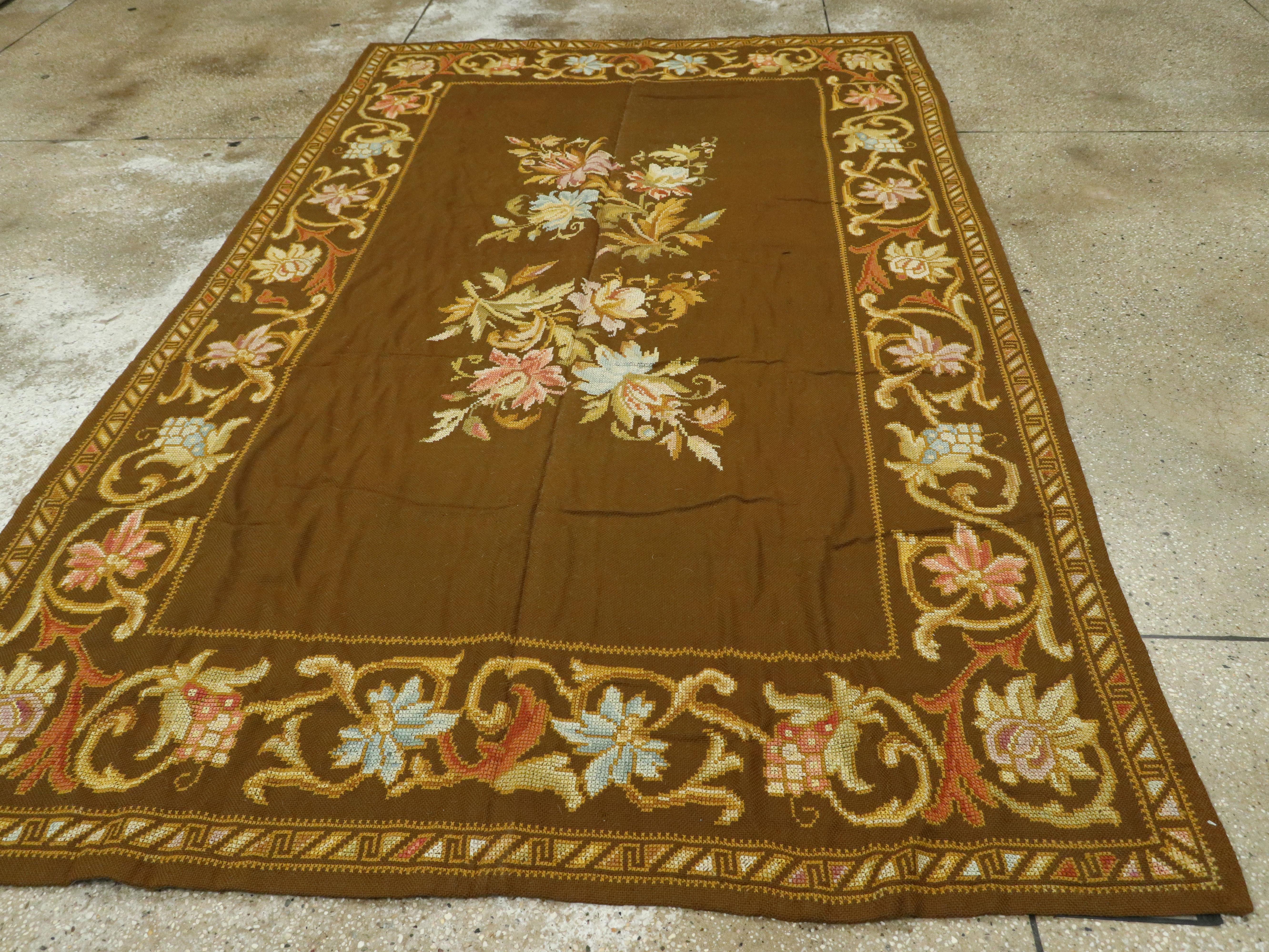 Antique Ukrainian Needlepoint Rug In Good Condition For Sale In New York, NY