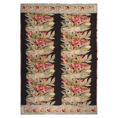Antiker ukrainischer handgefertigter ukrainischer Nadelspitze-Teppich, 1900, schwarz, 10x13,298x392 cm