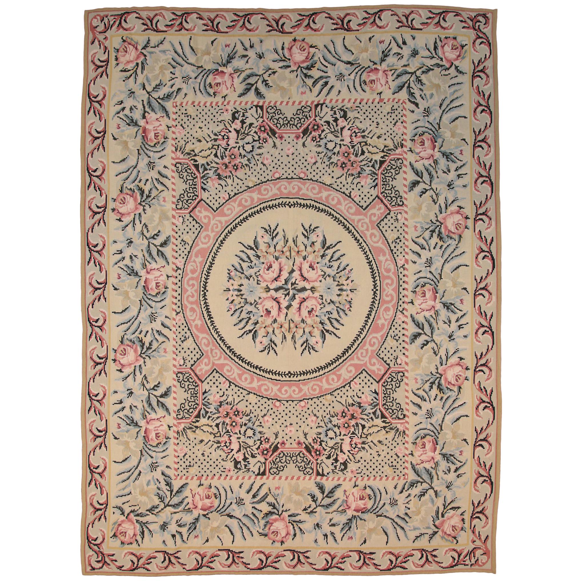 Bessarabian Kilim Floral Design Soft Color Palette, 1880-1900