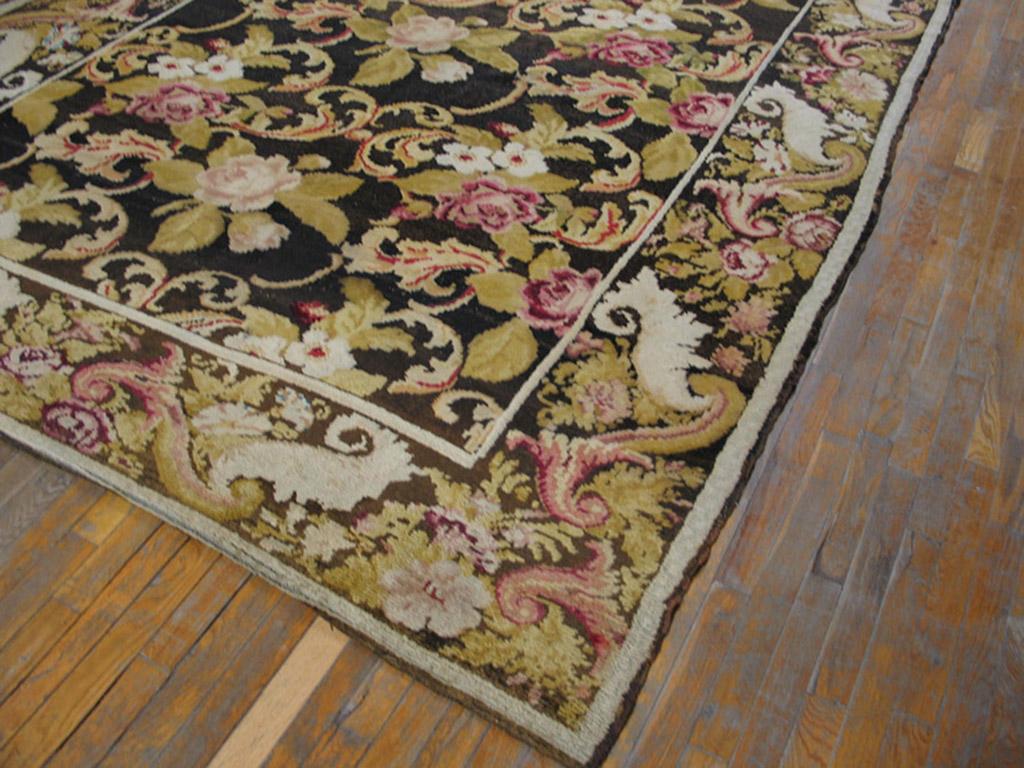 Hand-Knotted Mid 19th Century Pile Ukrainian Carpet ( 7'3