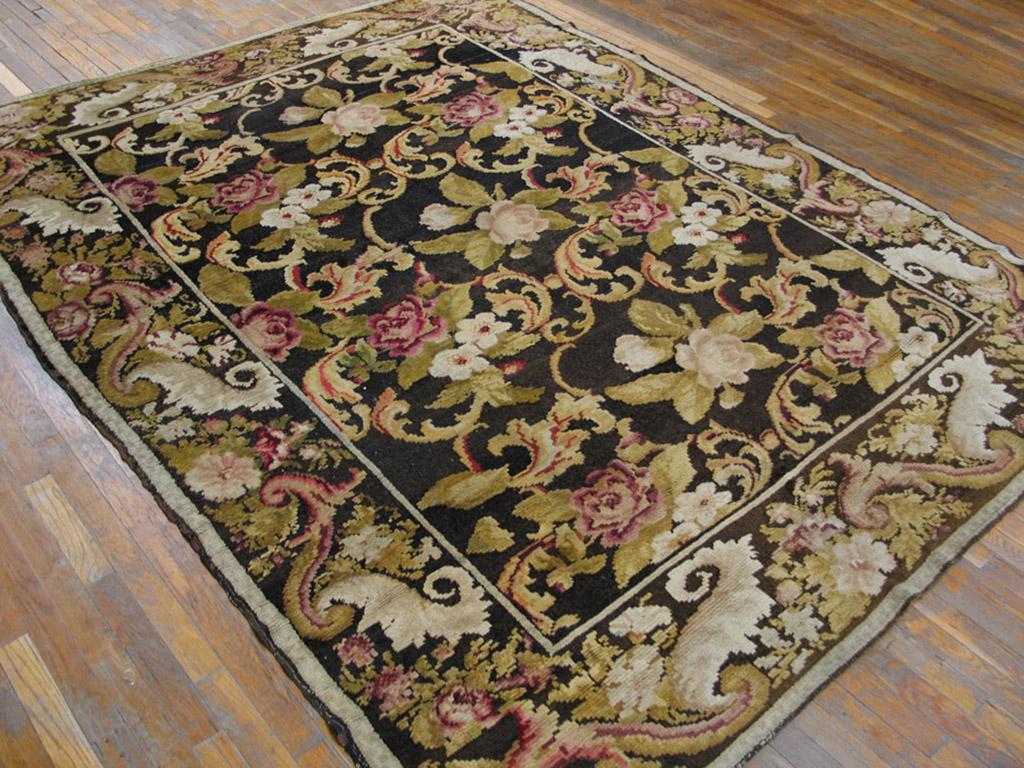 Mid-19th Century Mid 19th Century Pile Ukrainian Carpet ( 7'3