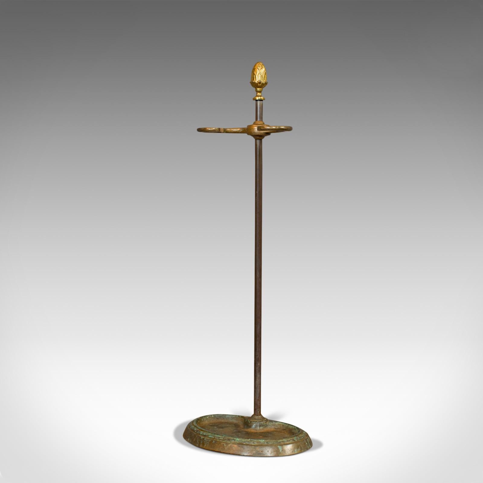 This is an antique umbrella stand. A French, bronze hallway cane or stick rack, dating to the Art Nouveau period, circa 1900.

Graceful French taste
Displaying a desirable aged patina
Antique bronze shows appealing weathering