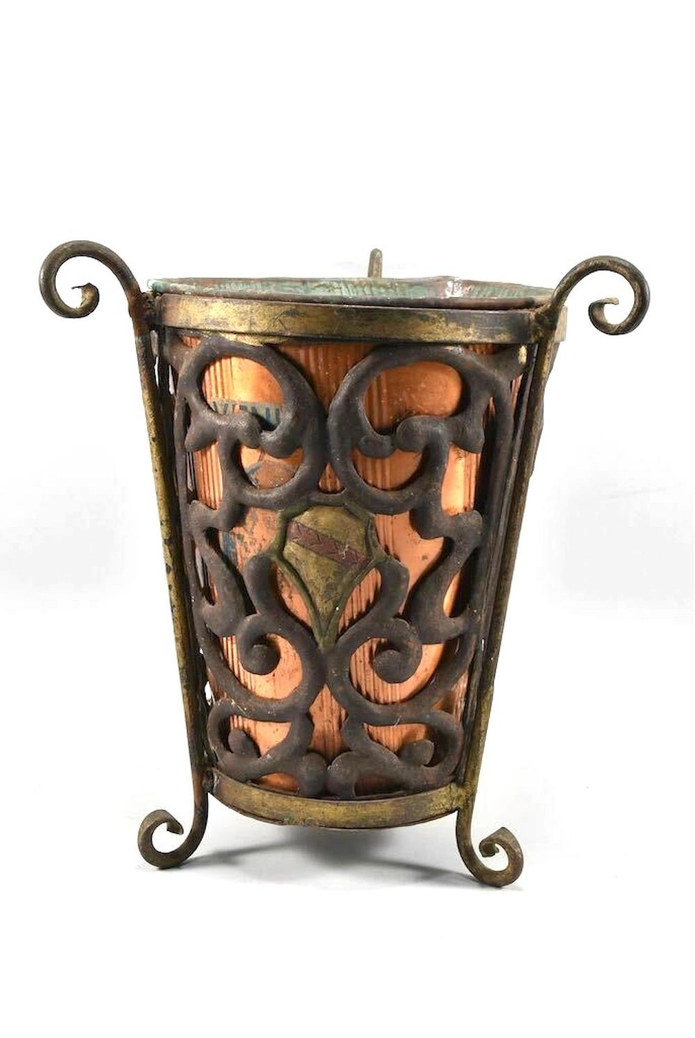 Beautiful Austrian paper or waste basket - trash can. Perfect for your office or also to use as an umbrella or walking stick stand. The piece is in good used antique condition with patina. The patina only adds to its beauty. Found at an estate sale