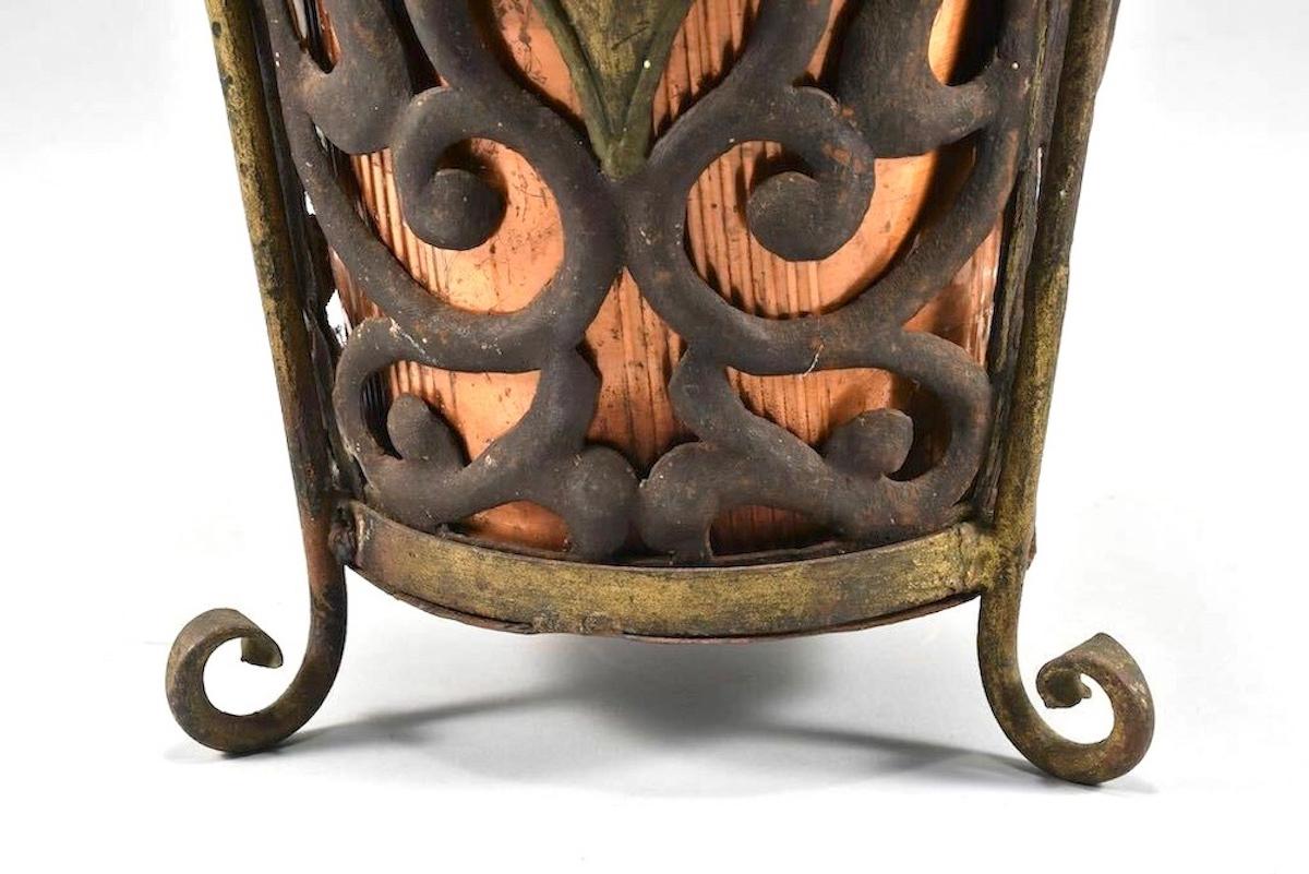Antique Umbrella Stand, Paper Basket with Coat of Arms, Copper & Iron In Good Condition For Sale In Nuernberg, DE