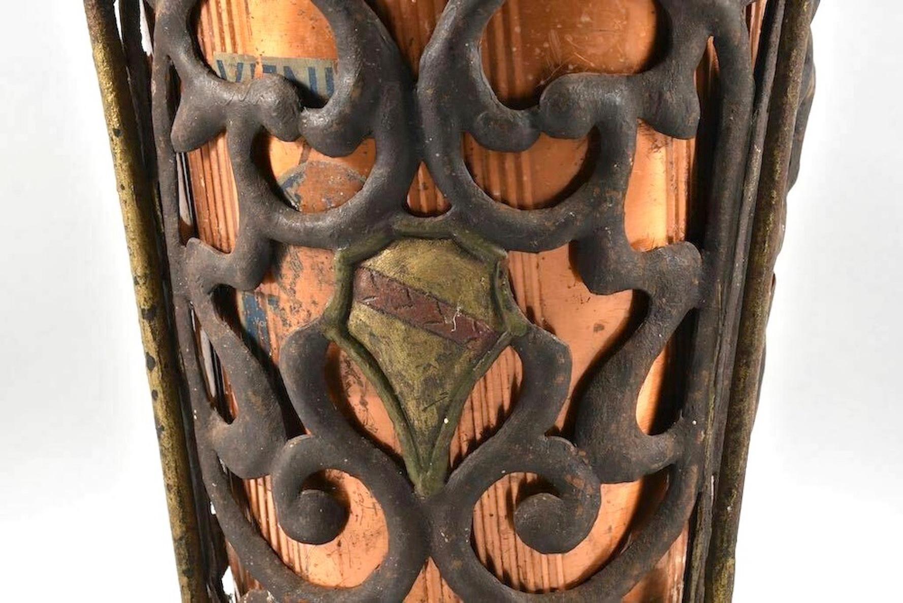 Antique Umbrella Stand, Paper Basket with Coat of Arms, Copper & Iron For Sale 1