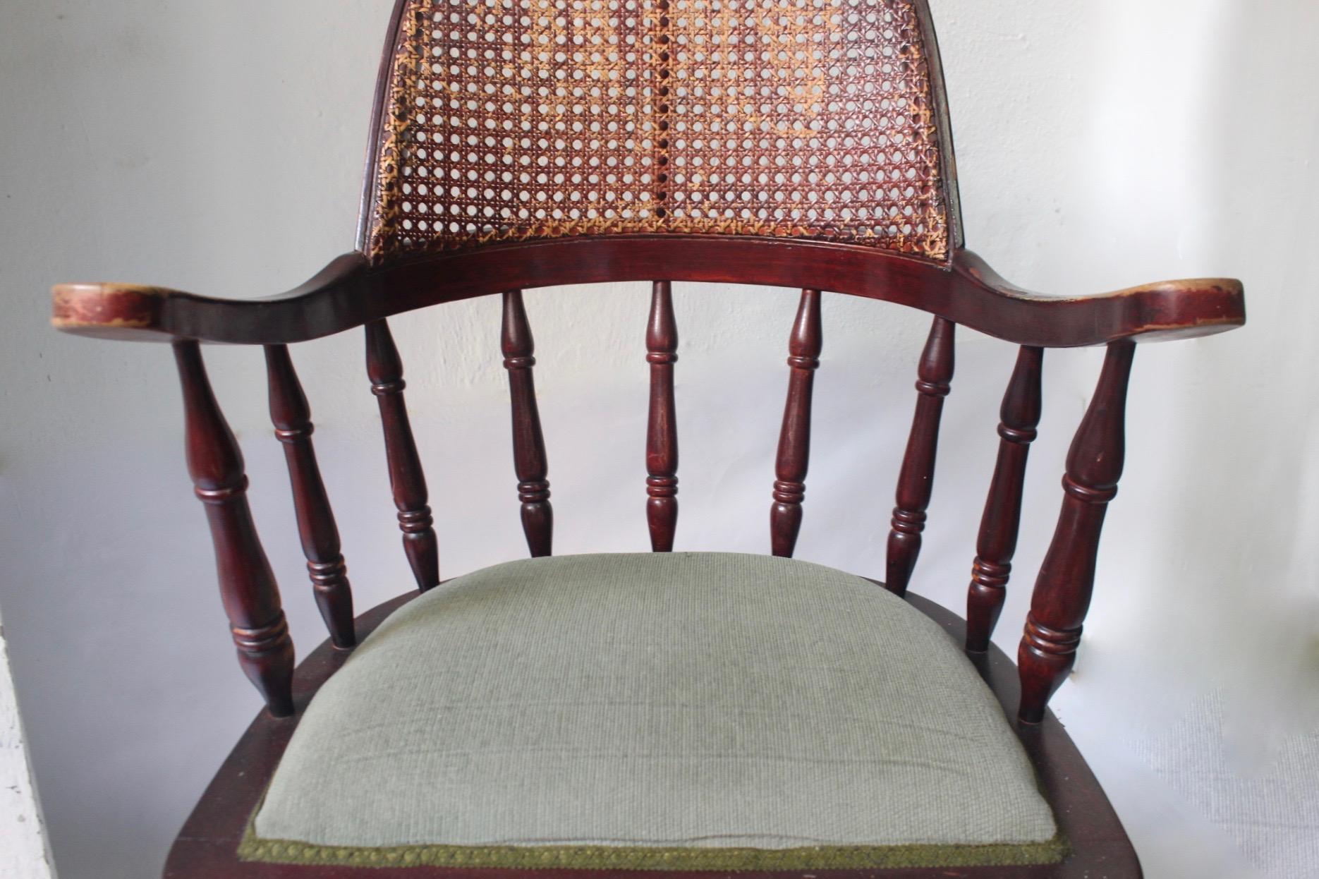 Antique Uncommon English Windsor Stick Back Caned Chair, Late 19th Century For Sale 2