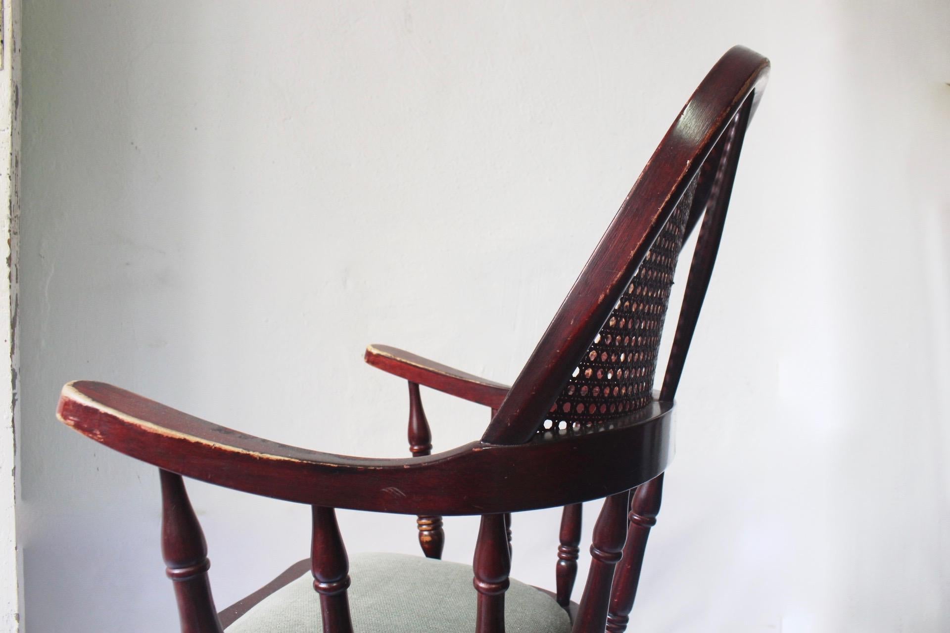 Antique Uncommon English Windsor Stick Back Caned Chair, Late 19th Century For Sale 3