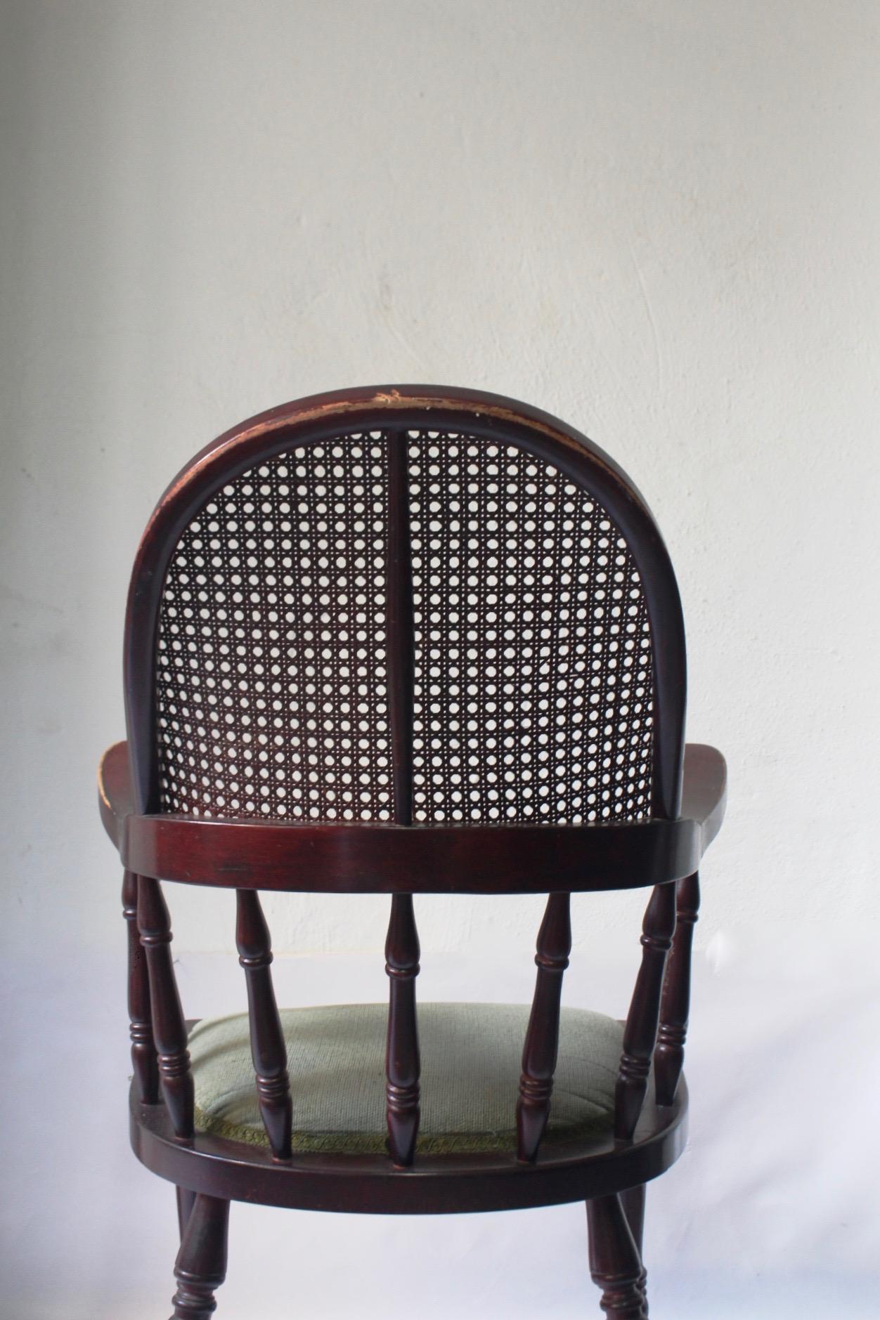 Antique Uncommon English Windsor Stick Back Caned Chair, Late 19th Century For Sale 4