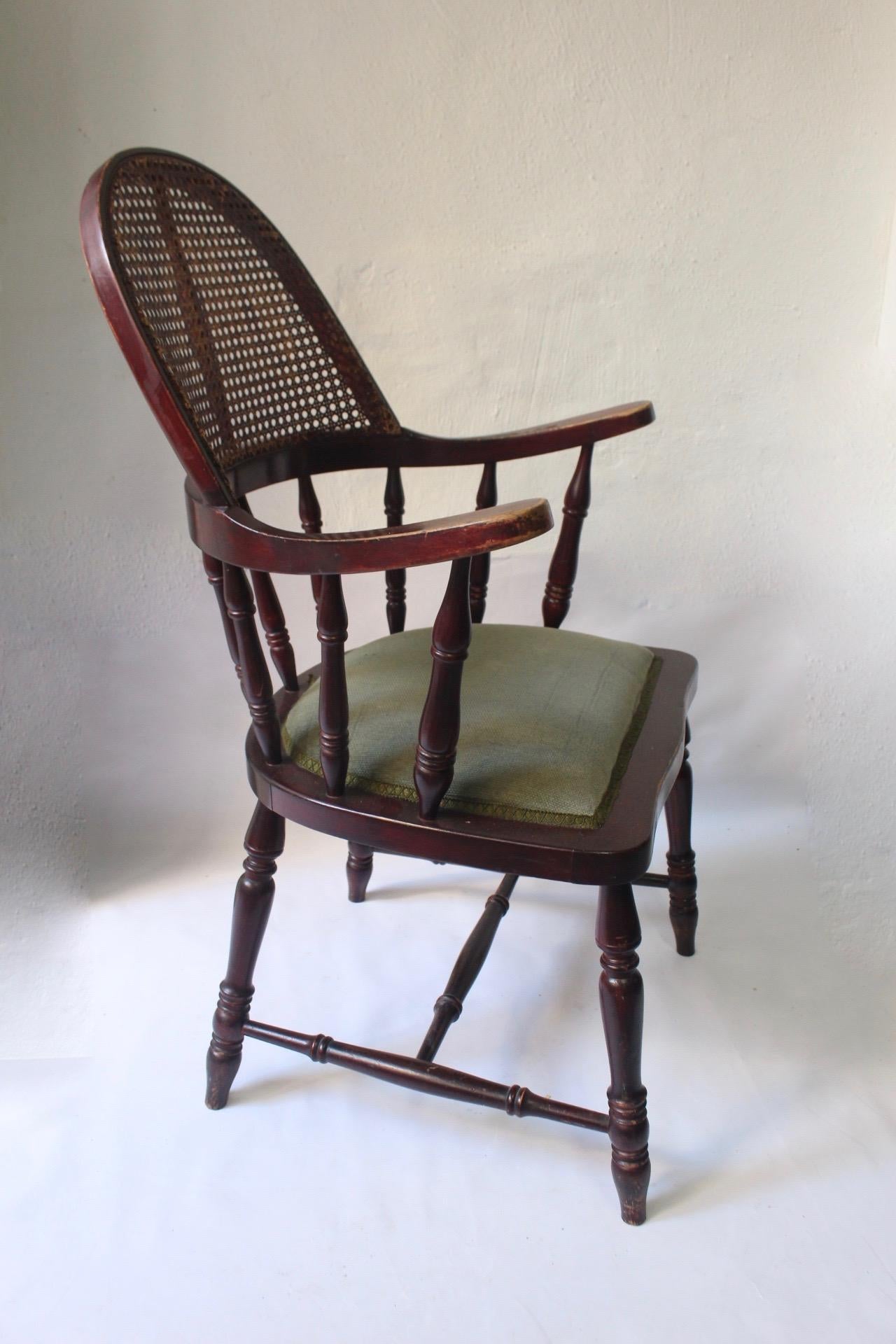 Antique Uncommon English Windsor Stick Back Caned Chair, Late 19th Century In Good Condition For Sale In Valencia, Valencia