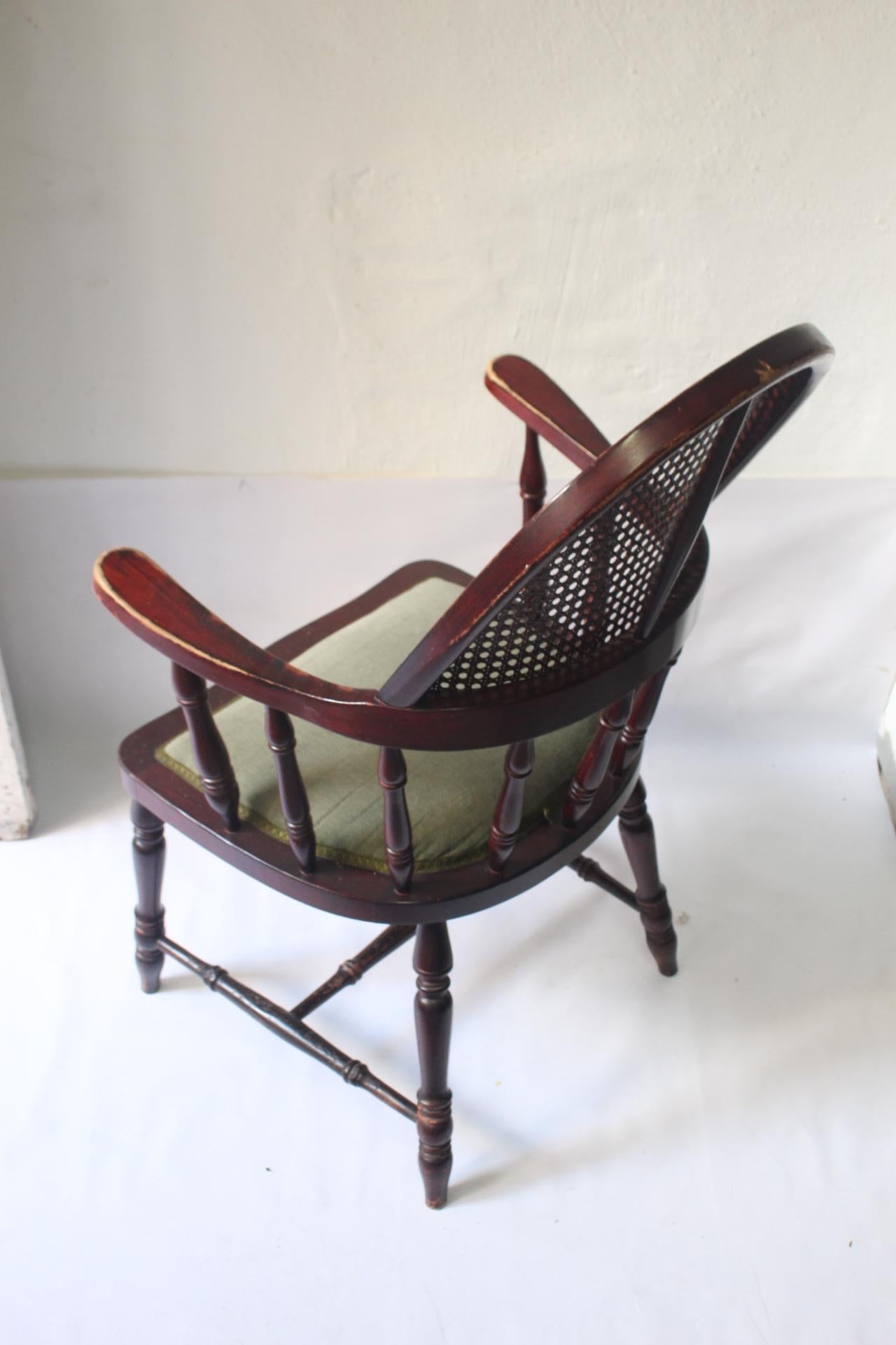 Antique Uncommon English Windsor Stick Back Caned Chair, Late 19th Century For Sale 1