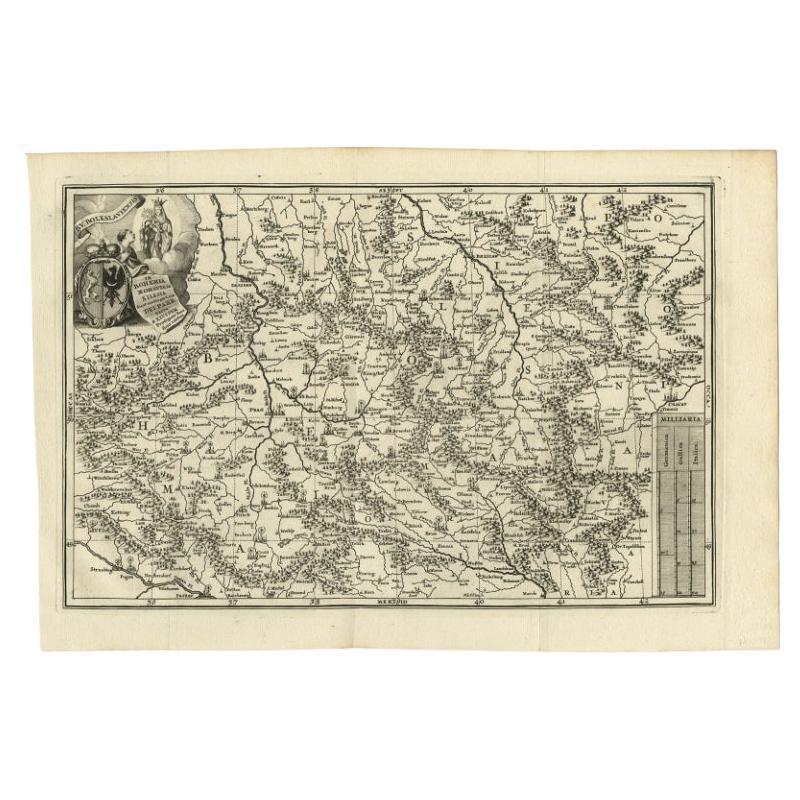 Antike ungewöhnliche Karte von Böhmen, Moravia und Silesia, 1699