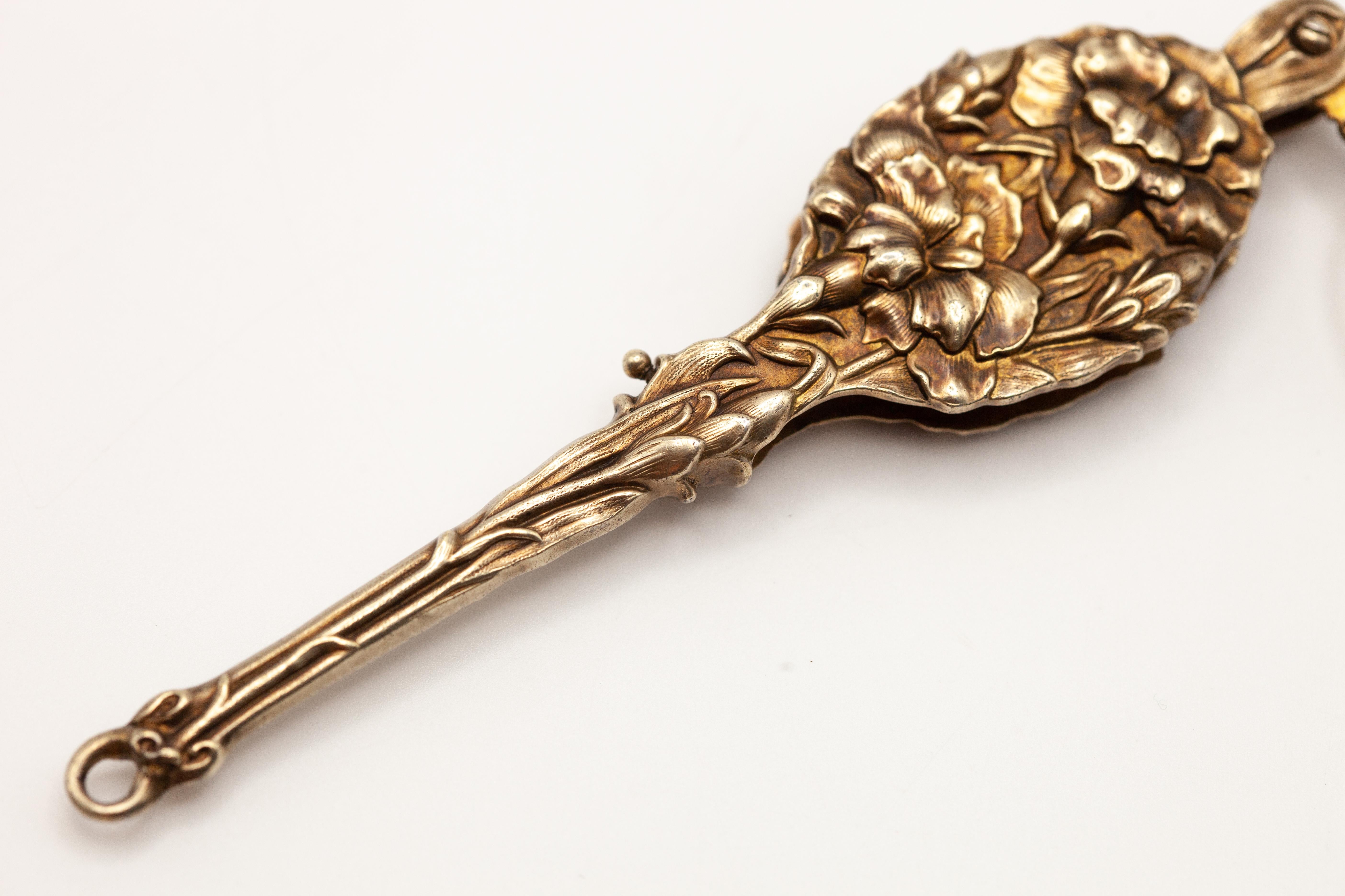 Antique Unger Brothers Art Nouveau Silver Vermeil Lorgnette Glasses For Sale 6