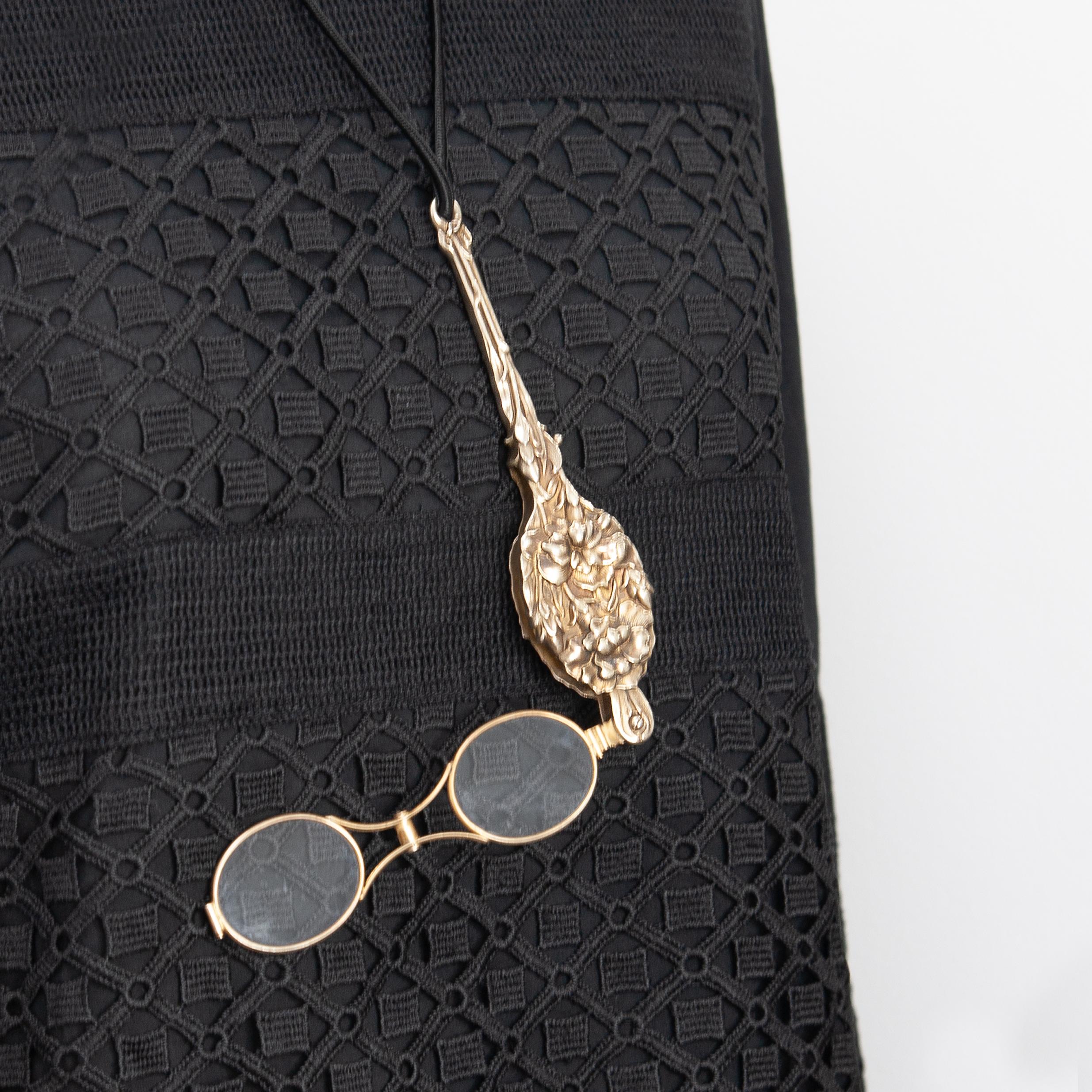 Antique Unger Brothers Art Nouveau Silver Vermeil Lorgnette Glasses For Sale 13