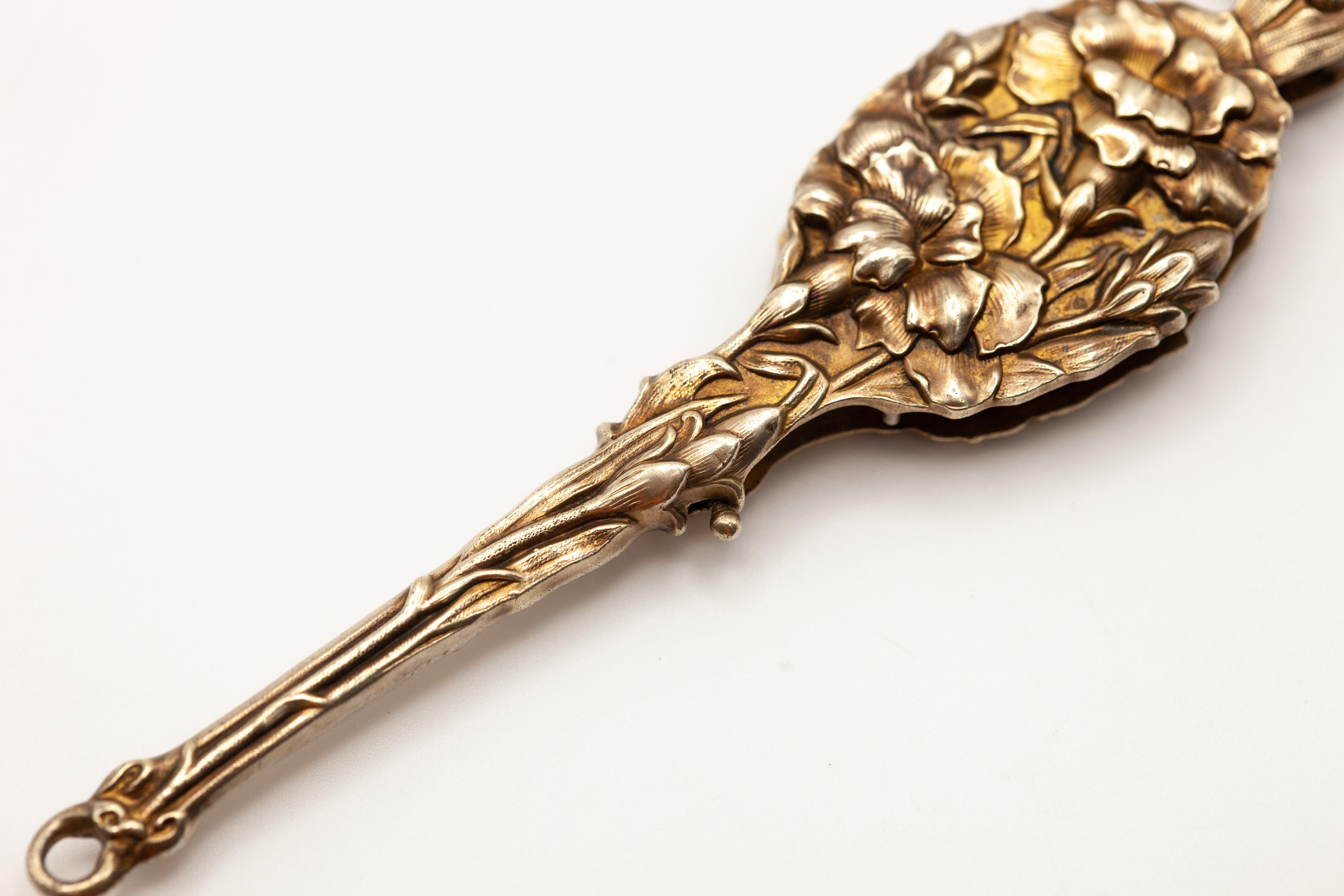 Antique Unger Brothers Art Nouveau Silver Vermeil Lorgnette Glasses For Sale 1