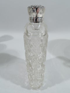Antique Unger Sterling Silver & Brilliant-Cut Glass Flask