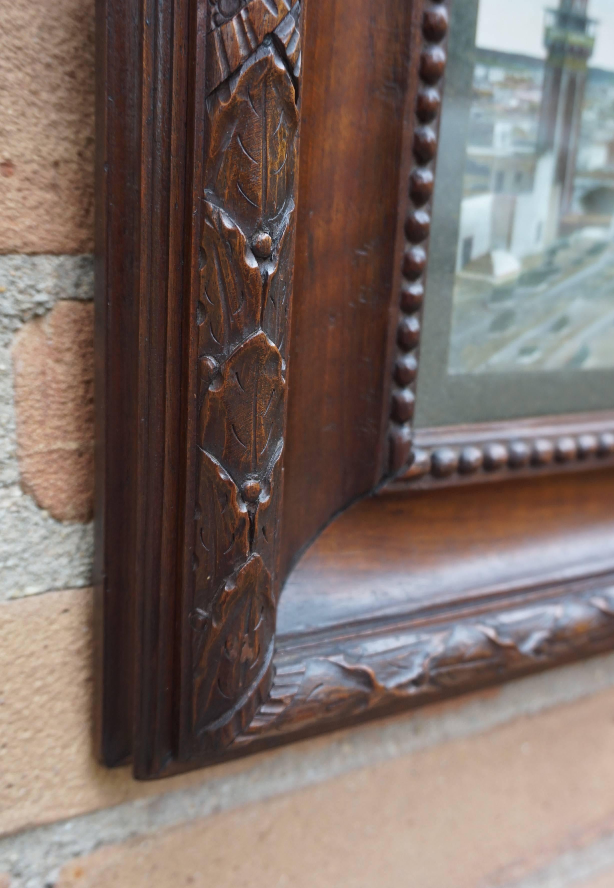 Antique & Unique French Colonial Walnut Picture Frame with Tunis Skyline Picture In Excellent Condition For Sale In Lisse, NL