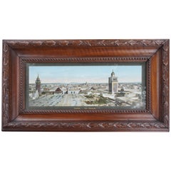 Antique & Unique French Colonial Walnut Picture Frame with Tunis Skyline Picture