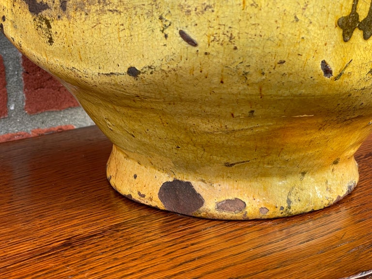 Antique and Unique Glazed Earthenware Pot W. Gothic Christogram