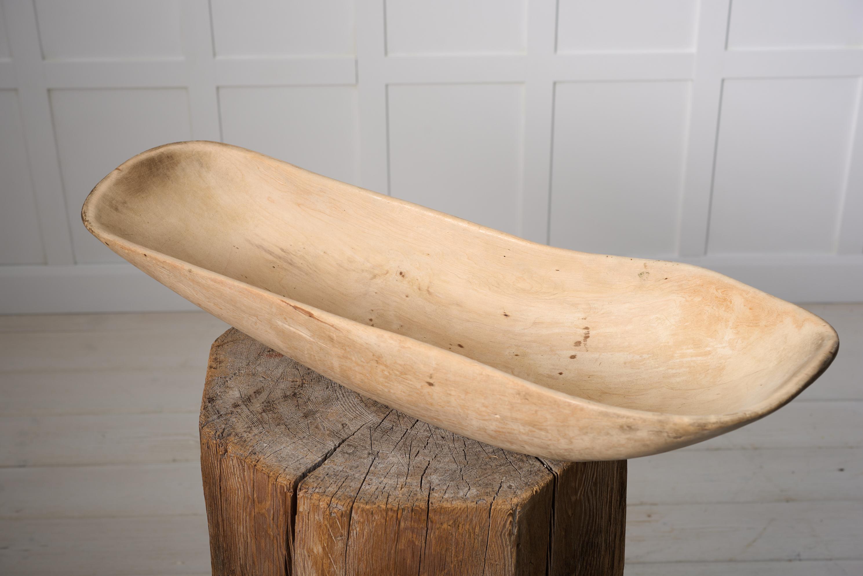 Antique Unique Large Swedish Genuine Patina Folk Art Wooden Bowl For Sale 1